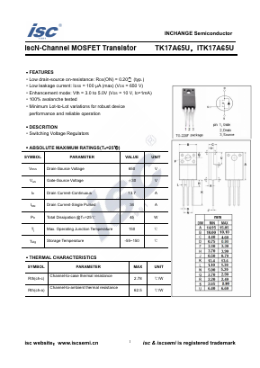 TK17A65U Datasheet PDF Inchange Semiconductor