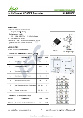 SIHB6N65E Datasheet PDF Inchange Semiconductor