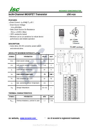K1420 Datasheet PDF Inchange Semiconductor