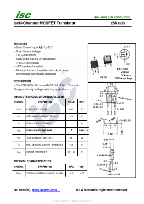 2SK1533 Datasheet PDF Inchange Semiconductor