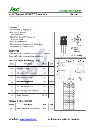 K1537 Datasheet PDF Inchange Semiconductor