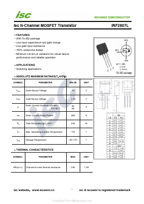 IRF2807L Datasheet PDF Inchange Semiconductor