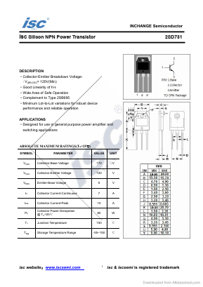 D731 Datasheet PDF Inchange Semiconductor
