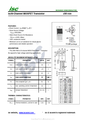 K1509 Datasheet PDF Inchange Semiconductor