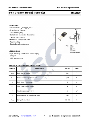 HG2N60-220F Datasheet PDF Inchange Semiconductor