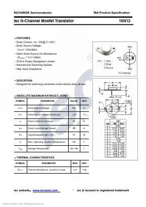 10N12-TO3 Datasheet PDF Inchange Semiconductor