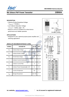 B604 Datasheet PDF Inchange Semiconductor