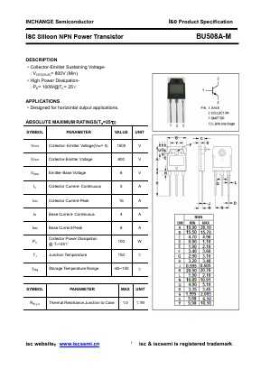 BU508A-M Datasheet PDF Inchange Semiconductor