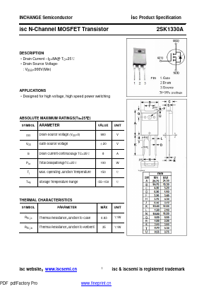 K1330A Datasheet PDF Inchange Semiconductor