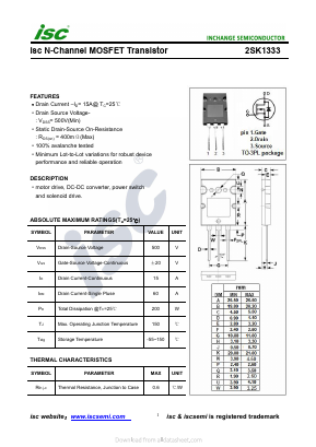 2SK1333 Datasheet PDF Inchange Semiconductor