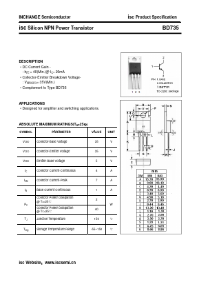 BD735 Datasheet PDF Inchange Semiconductor