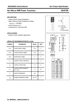 2SA795 Datasheet PDF Inchange Semiconductor