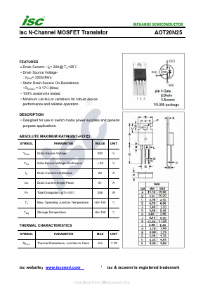AOT20N25 Datasheet PDF Inchange Semiconductor