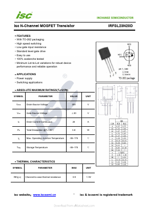 IRFSL23N20D Datasheet PDF Inchange Semiconductor