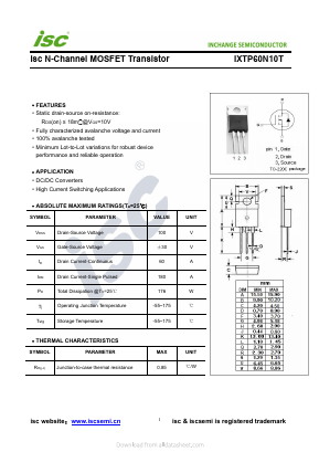 IXTP60N10T Datasheet PDF Inchange Semiconductor