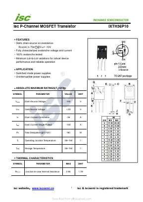 IXTH36P10 Datasheet PDF Inchange Semiconductor