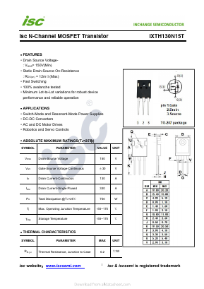IXTH130N15T Datasheet PDF Inchange Semiconductor