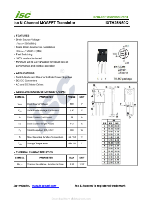 IXTH28N50Q Datasheet PDF Inchange Semiconductor