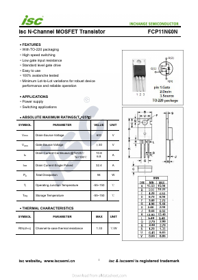 FCP11N60N Datasheet PDF Inchange Semiconductor