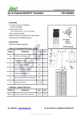 TK31N60W5 Datasheet PDF Inchange Semiconductor