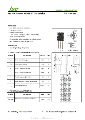 TK14N65W Datasheet PDF Inchange Semiconductor