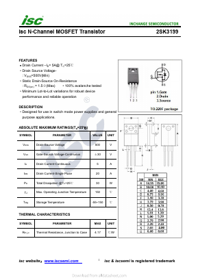 2SK3199 Datasheet PDF Inchange Semiconductor