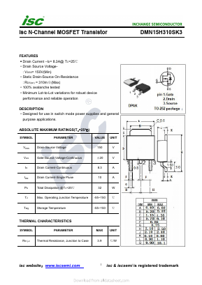 DMN15H310SK3 Datasheet PDF Inchange Semiconductor