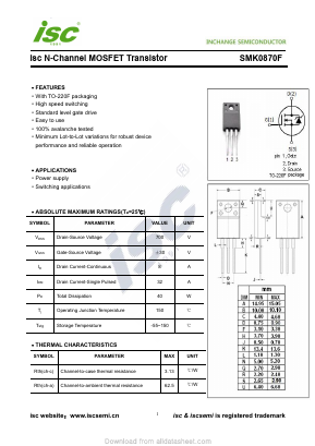 SMK0870F Datasheet PDF Inchange Semiconductor