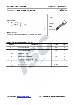 SS8050-TO92 Datasheet PDF Inchange Semiconductor