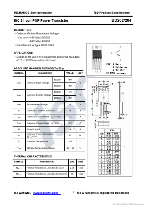 BD204 Datasheet PDF Inchange Semiconductor