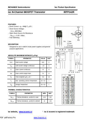 IRFP242R Datasheet PDF Inchange Semiconductor