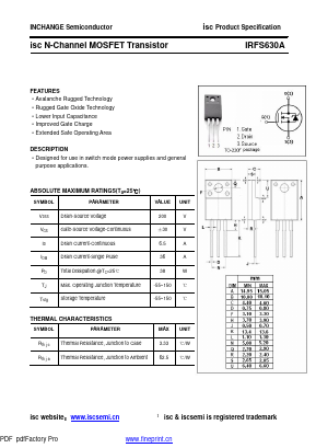 IRFS630A Datasheet PDF Inchange Semiconductor