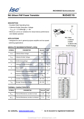 MJD42C1G Datasheet PDF Inchange Semiconductor