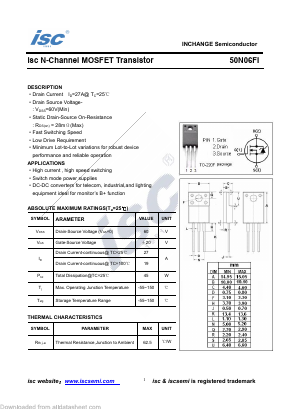50N06FI Datasheet PDF Inchange Semiconductor