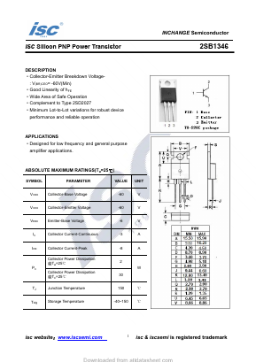 B1346 Datasheet PDF Inchange Semiconductor