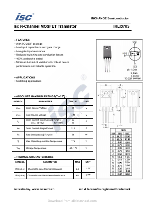IRLI3705 Datasheet PDF Inchange Semiconductor