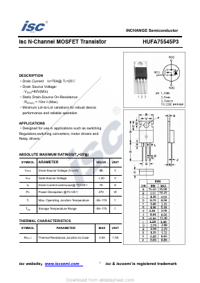 HUFA75545P3 Datasheet PDF Inchange Semiconductor