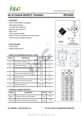 IRFS3006 Datasheet PDF Inchange Semiconductor