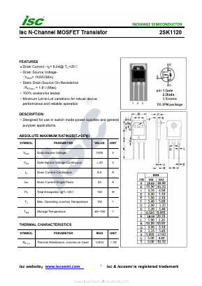 K1120 Datasheet PDF Inchange Semiconductor