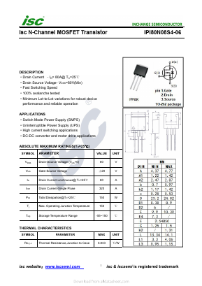 IPI80N08S4-06 Datasheet PDF Inchange Semiconductor