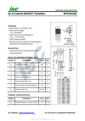 MTP20N20E Datasheet PDF Inchange Semiconductor