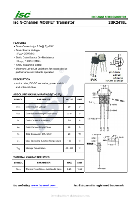 2SK2418L Datasheet PDF Inchange Semiconductor