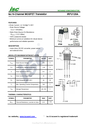 IRFU120A Datasheet PDF Inchange Semiconductor