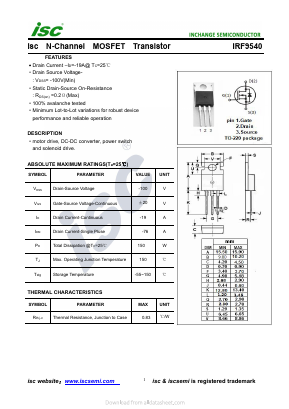IRF9540 Datasheet PDF Inchange Semiconductor