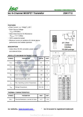 2SK1712 Datasheet PDF Inchange Semiconductor