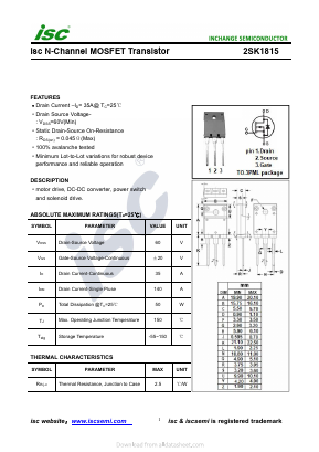 K1815 Datasheet PDF Inchange Semiconductor