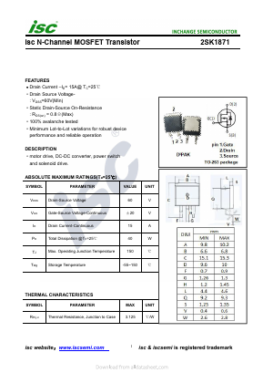 K1871 Datasheet PDF Inchange Semiconductor