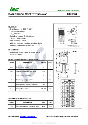 K1884 Datasheet PDF Inchange Semiconductor