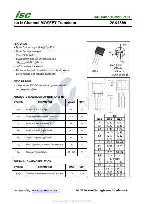 2SK1899 Datasheet PDF Inchange Semiconductor