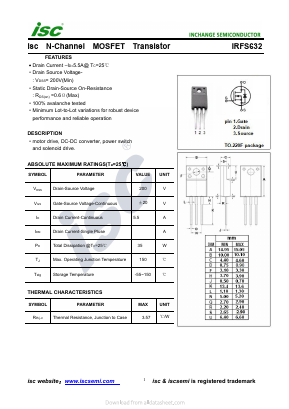IRFS632 Datasheet PDF Inchange Semiconductor
